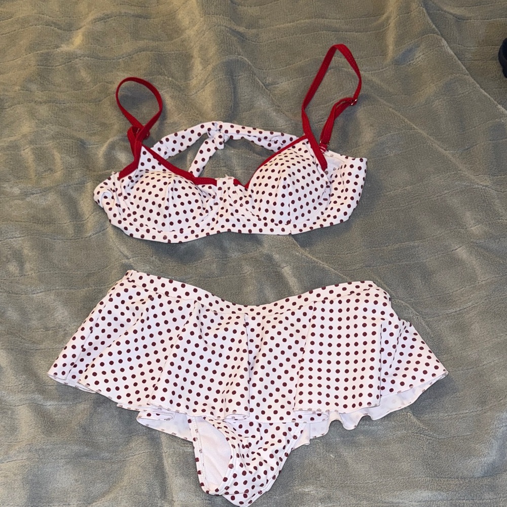 SHEIN Red and White Polka Dot Bikini
